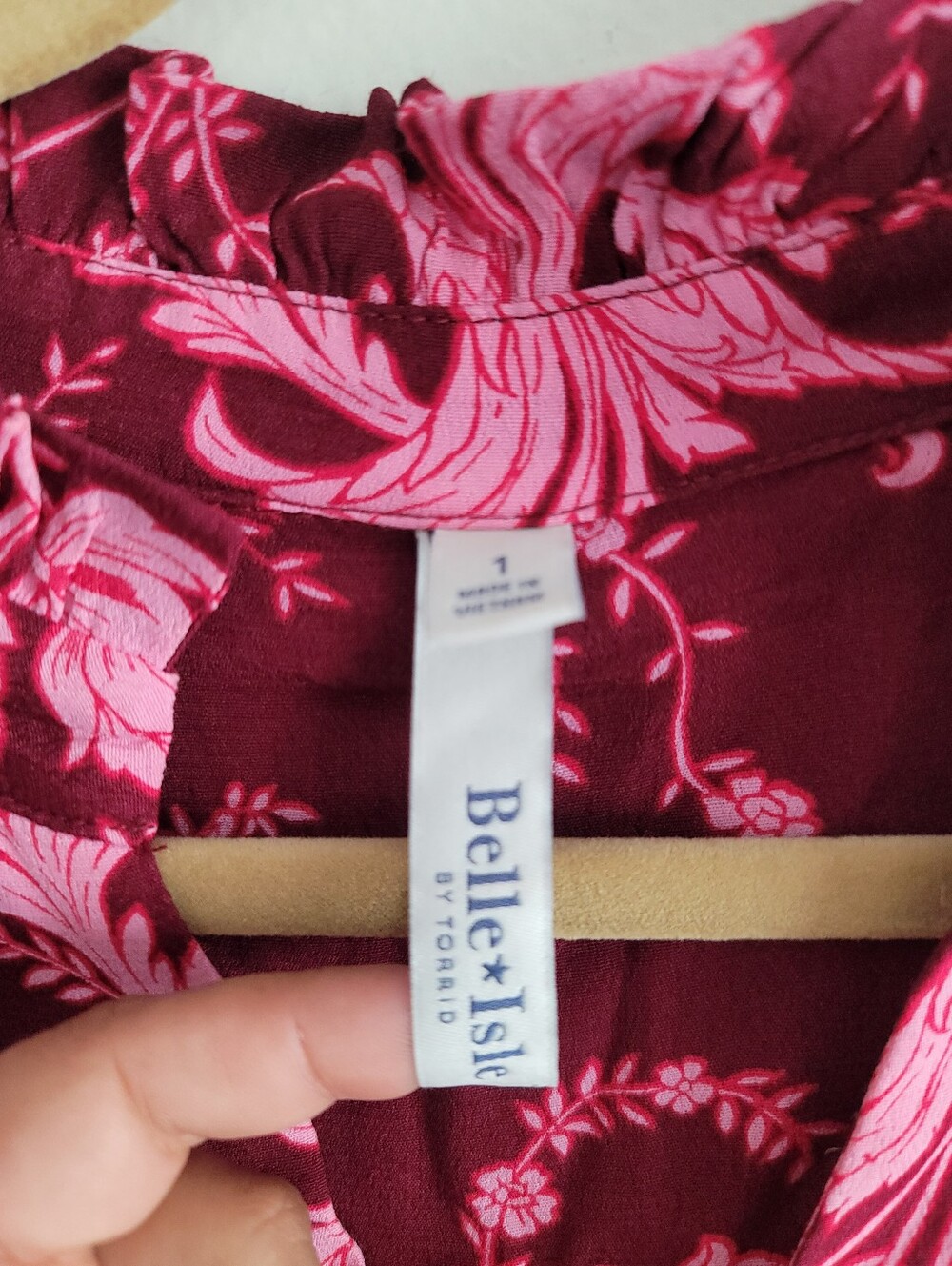 Belle Isle Torrid 1X Mini Dress Pink Floral Ruffle Collar Drop Waist Long Sleeve - Picture 2 of 8
